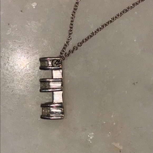 Brilliant Diamond Pendant Necklace 14k White Gold 585 Dainty 18 inch Chain Italy